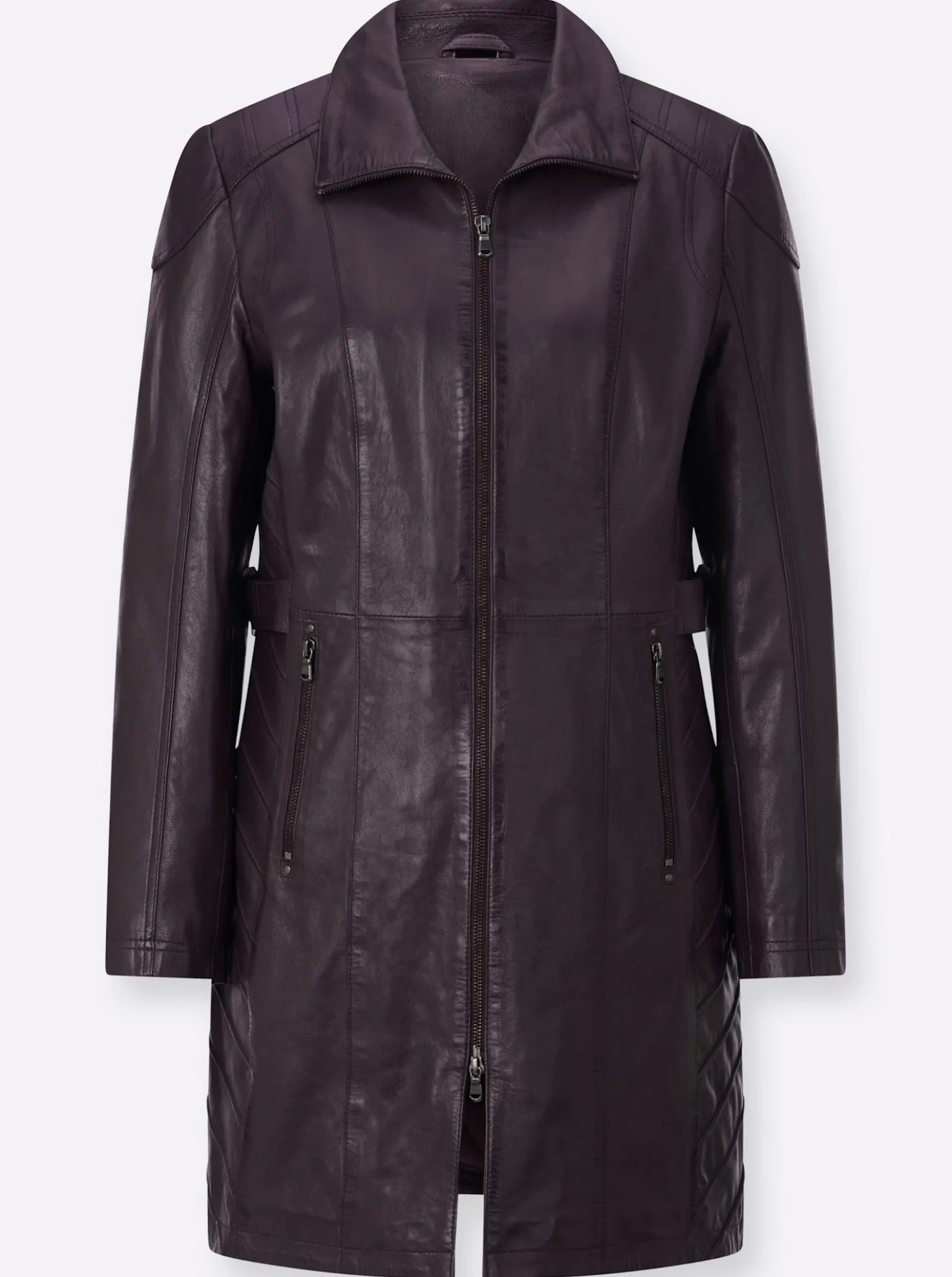 Lederjacke in kaschierender Longform