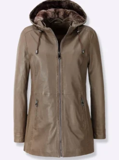 Lederjacke mit abnehmbarer Kapuze