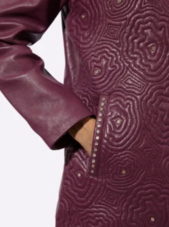 Lederjacke mit Blütenstickerei