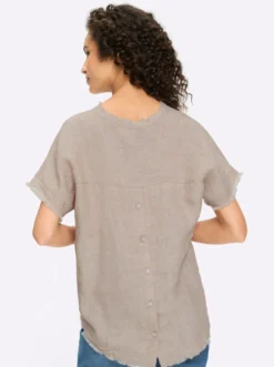 Leinenbluse mit Knopfleiste hinten