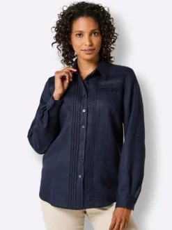 Leinenbluse mit Spitze und Biesen