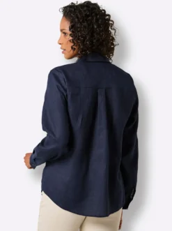 Leinenbluse mit Spitze und Biesen