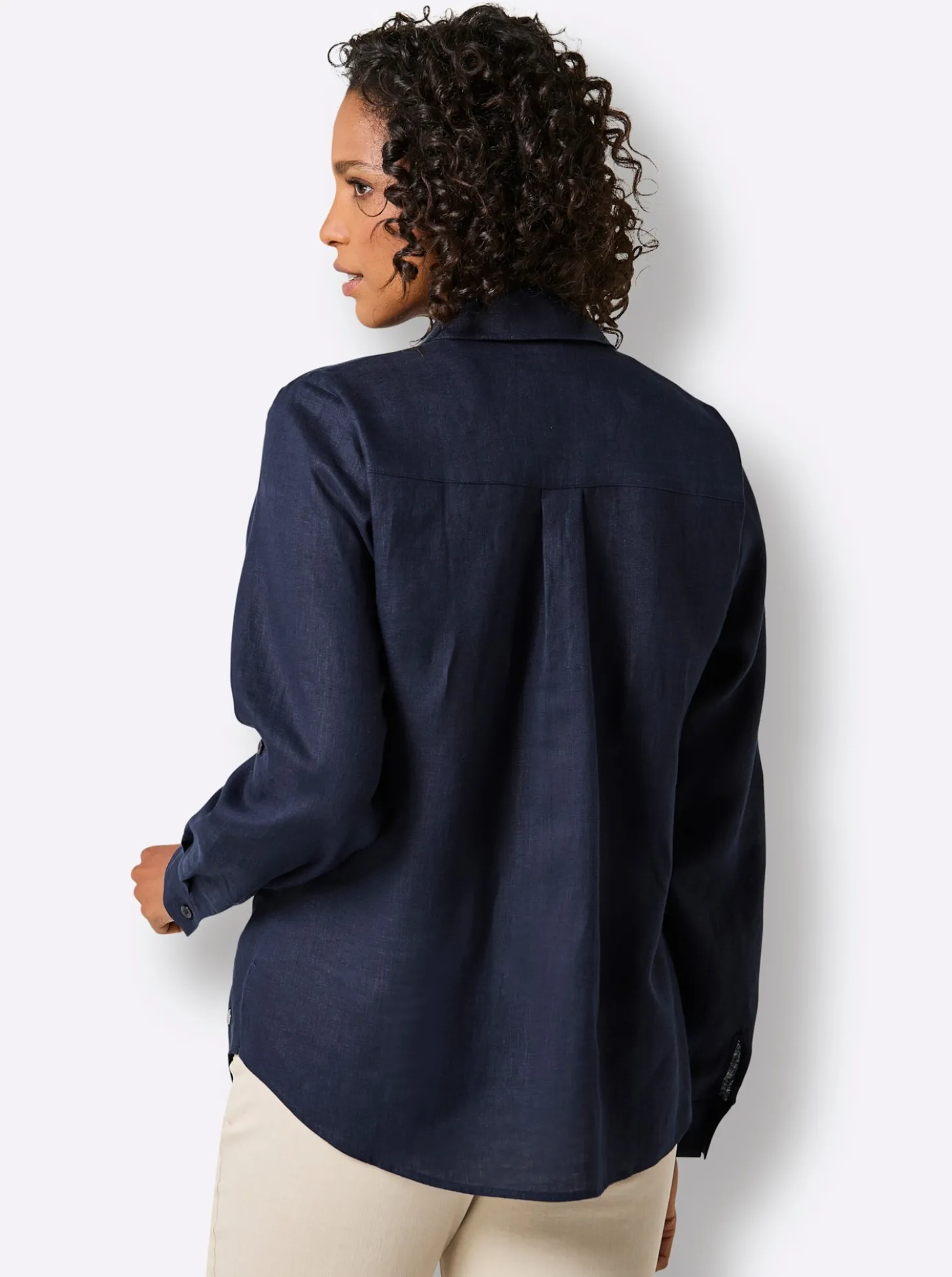 Leinenbluse mit Spitze und Biesen