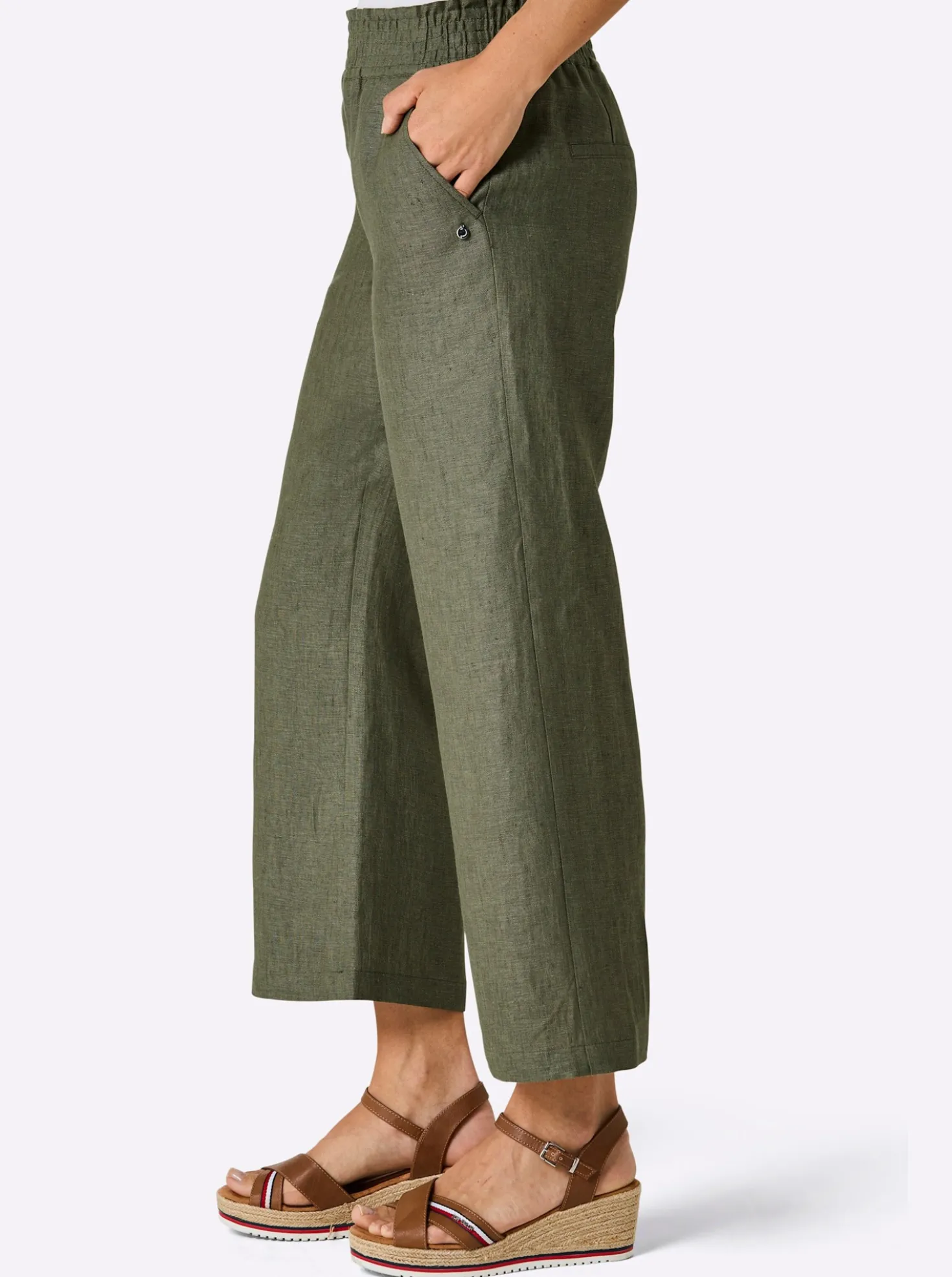 Leinenhose mit weitem Bein