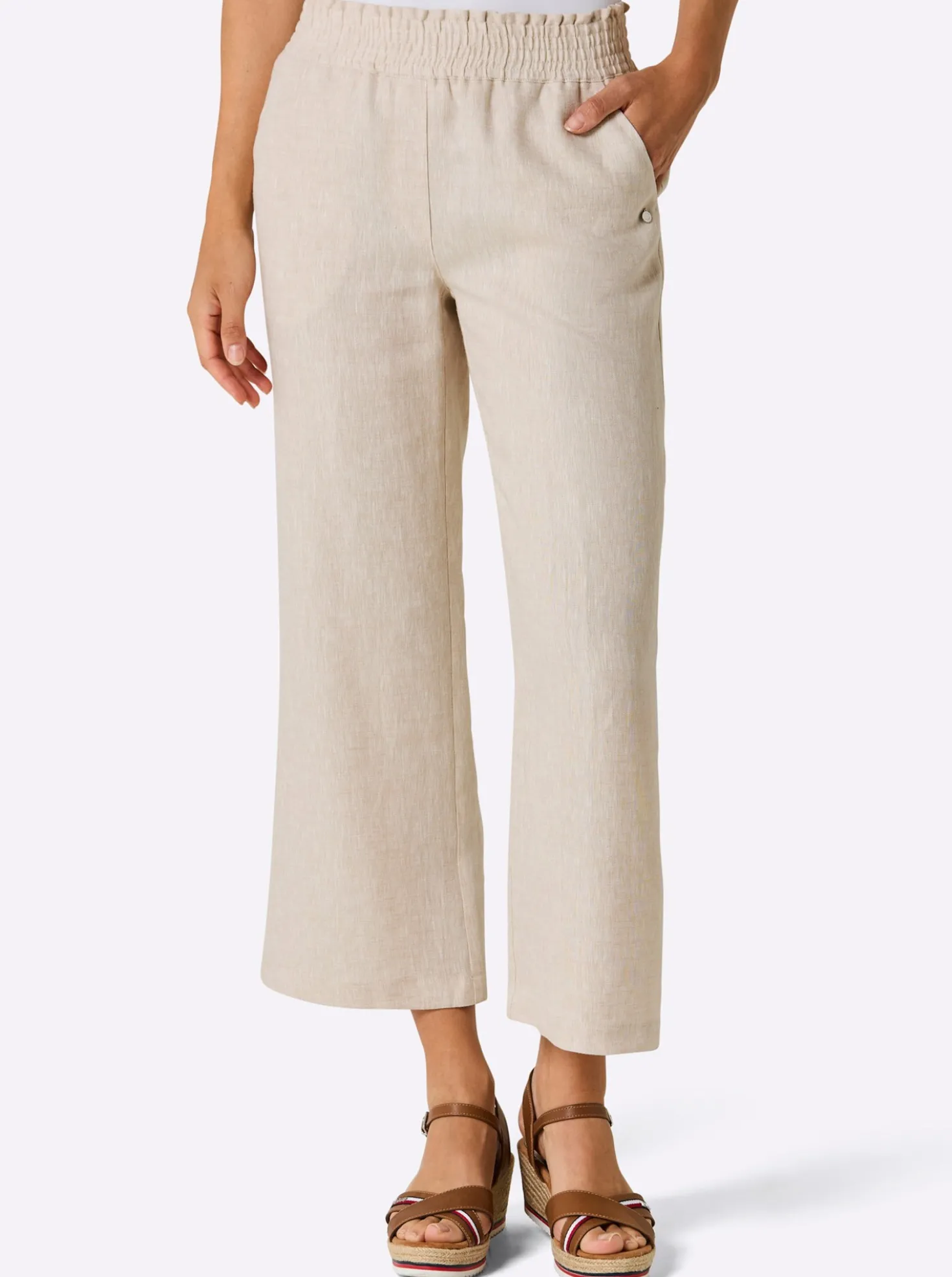 Leinenhose mit weitem Bein