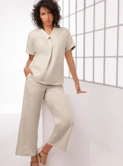 Leinenhose mit weitem Bein