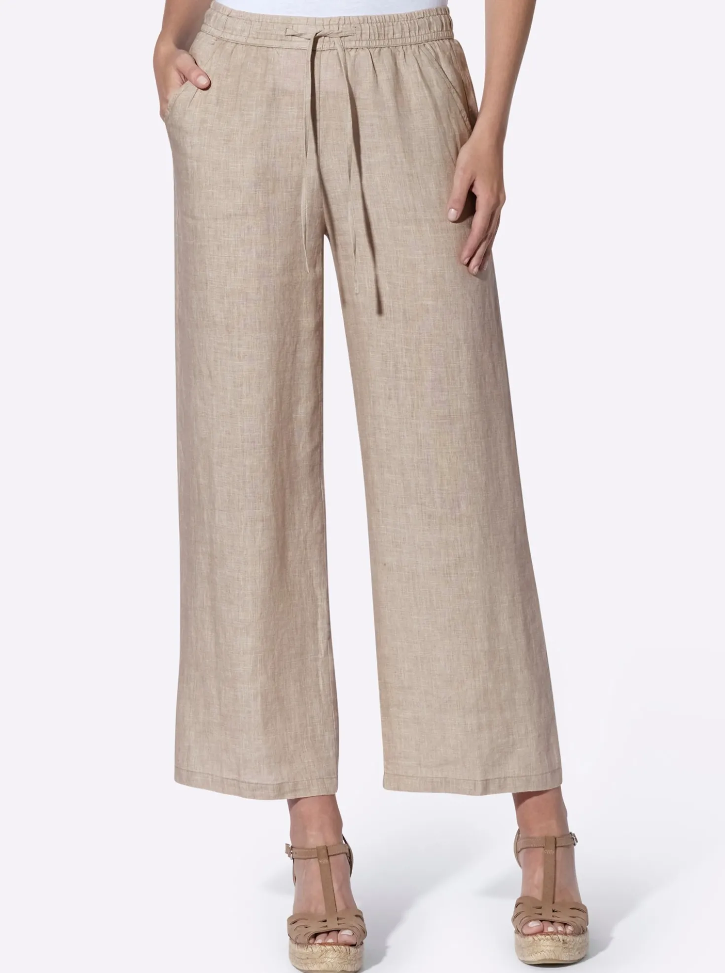 Leinenhose mit weitem Bein