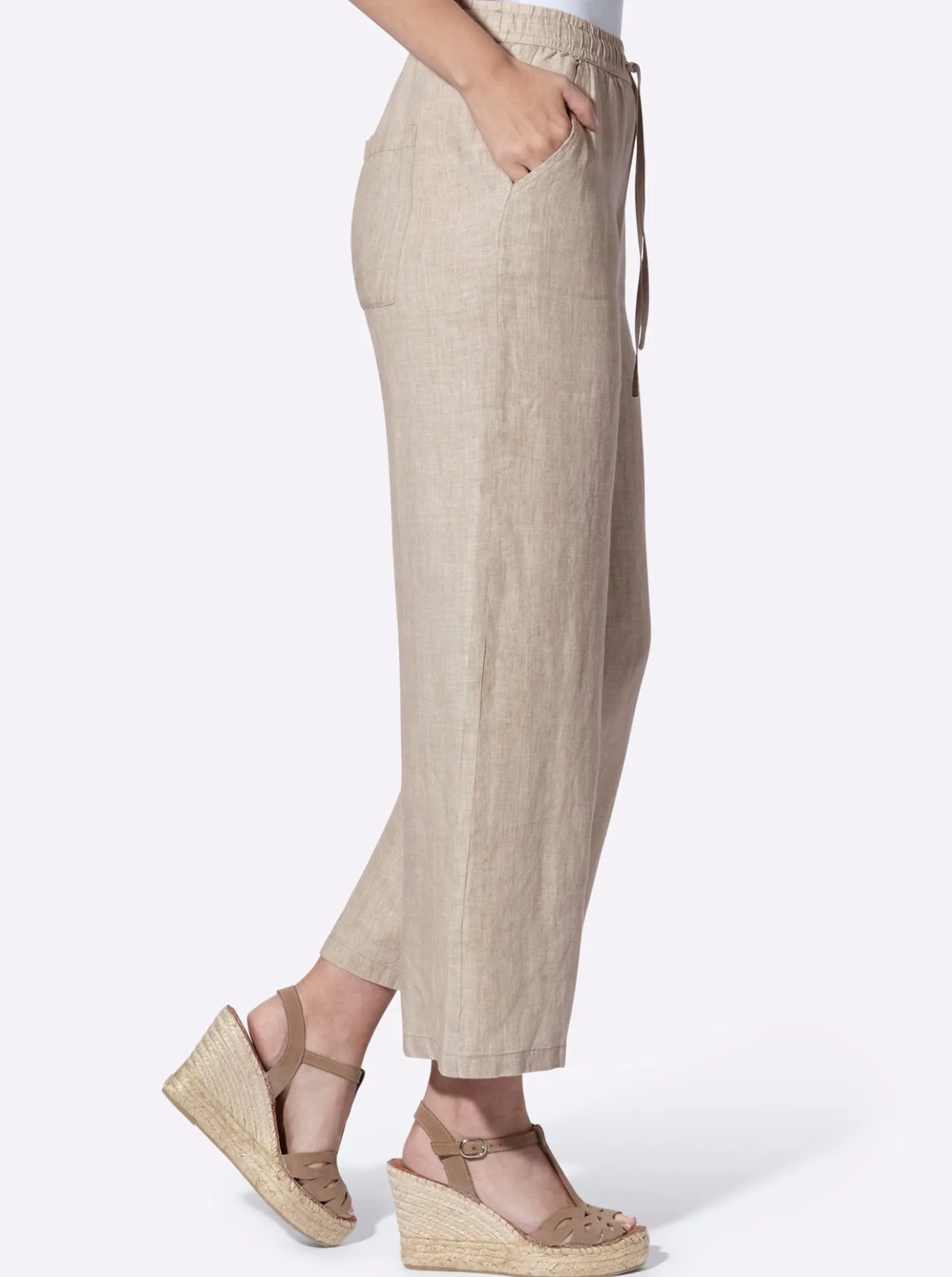 Leinenhose mit weitem Bein