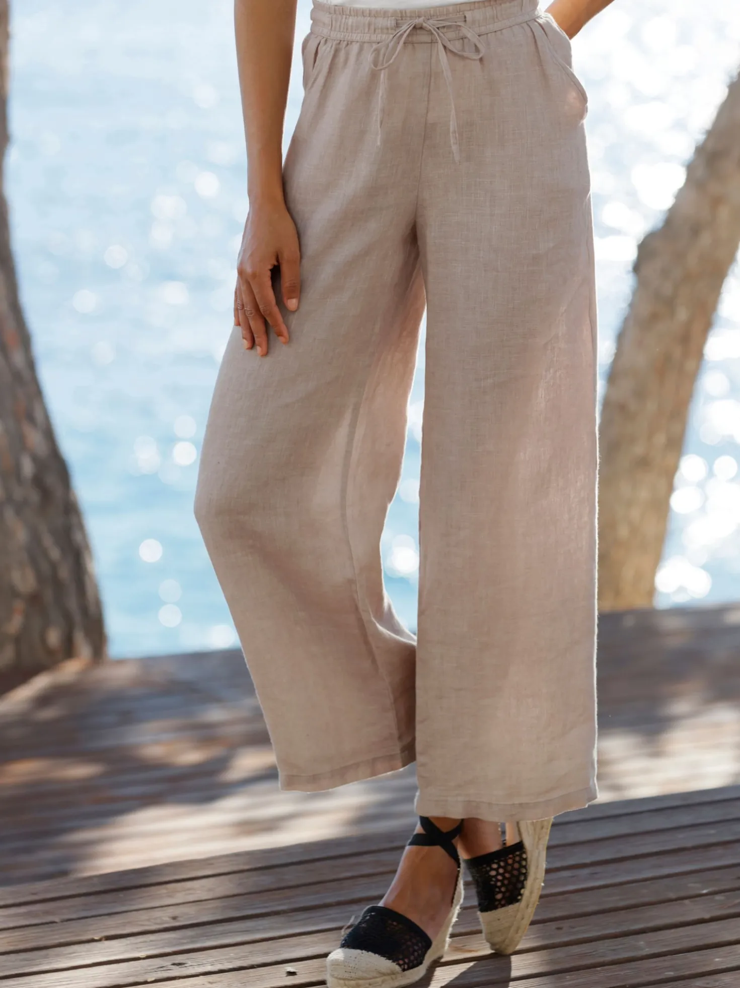 Leinenhose mit weitem Bein