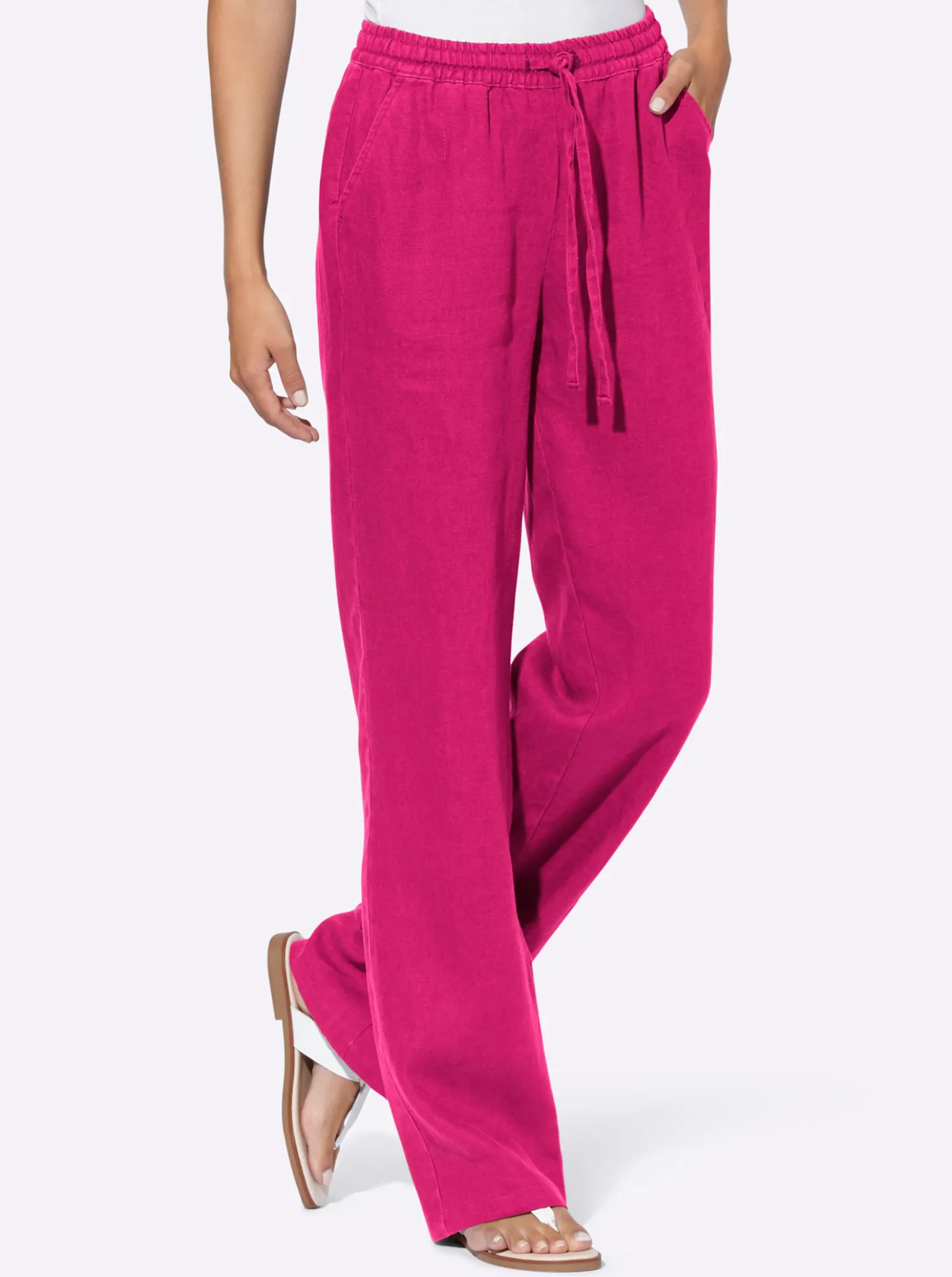 Leinenhose mit weitem Bein