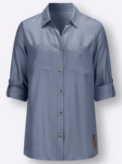 Longbluse aus reiner Viskose