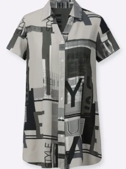 Longbluse in grafischem Dessin