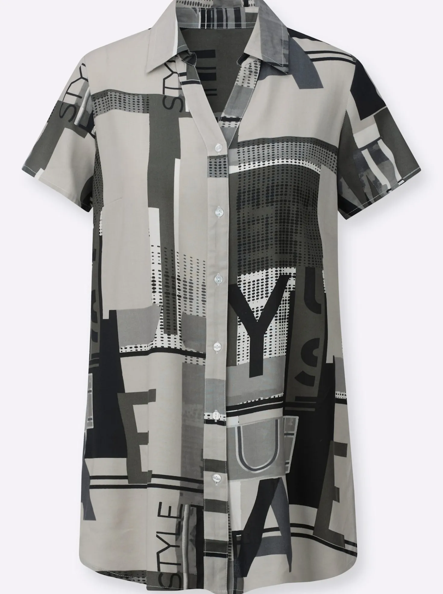 Longbluse in grafischem Dessin