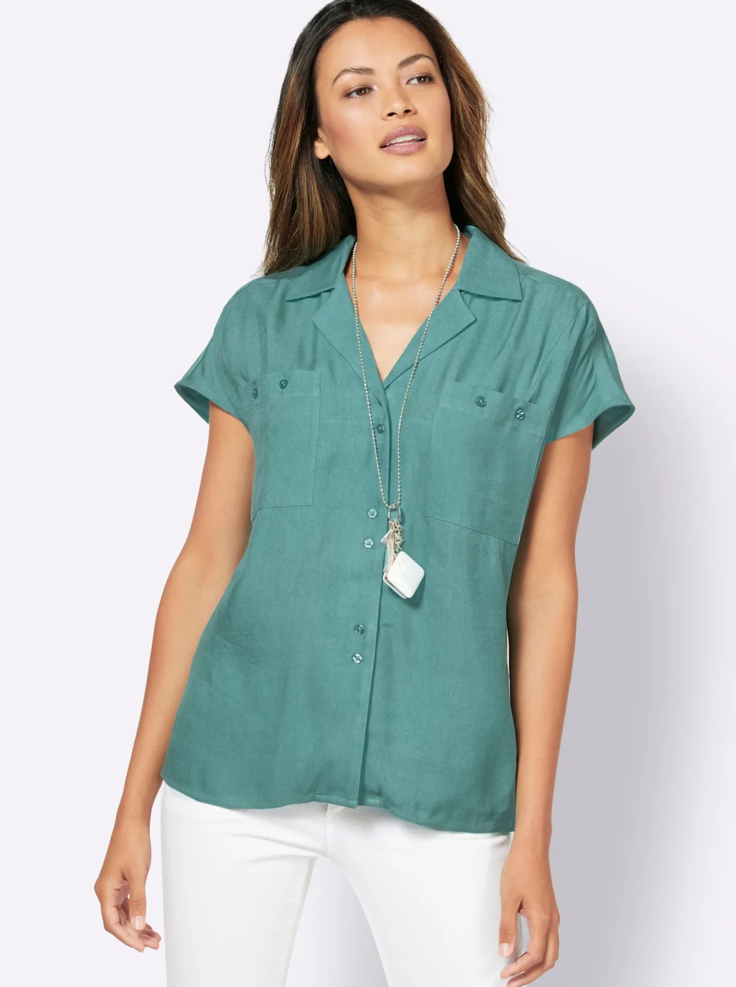 Longbluse in Oversize-Form, 100% Viskose