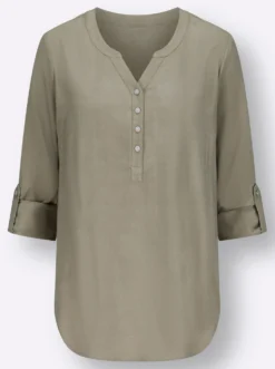 Longbluse mit abgerundetem Saum