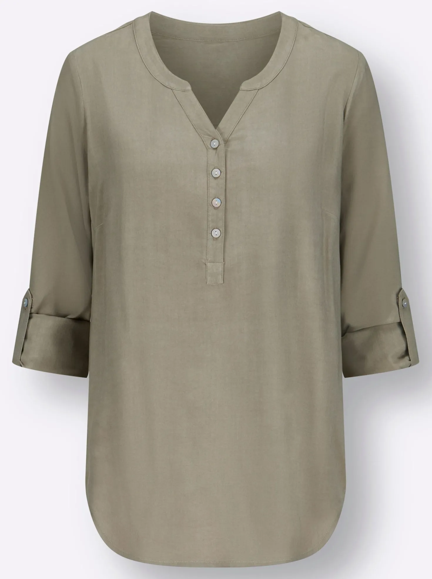 Longbluse mit abgerundetem Saum