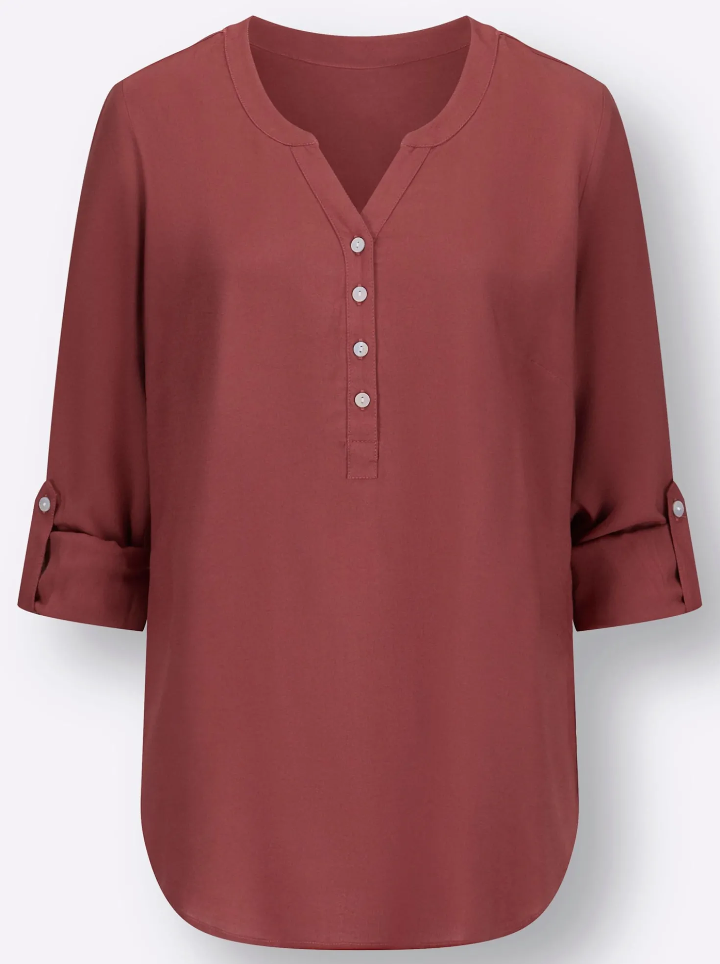 Longbluse mit abgerundetem Saum