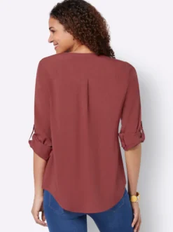 Longbluse mit abgerundetem Saum