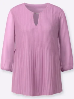 Longbluse mit Plissee-Falten