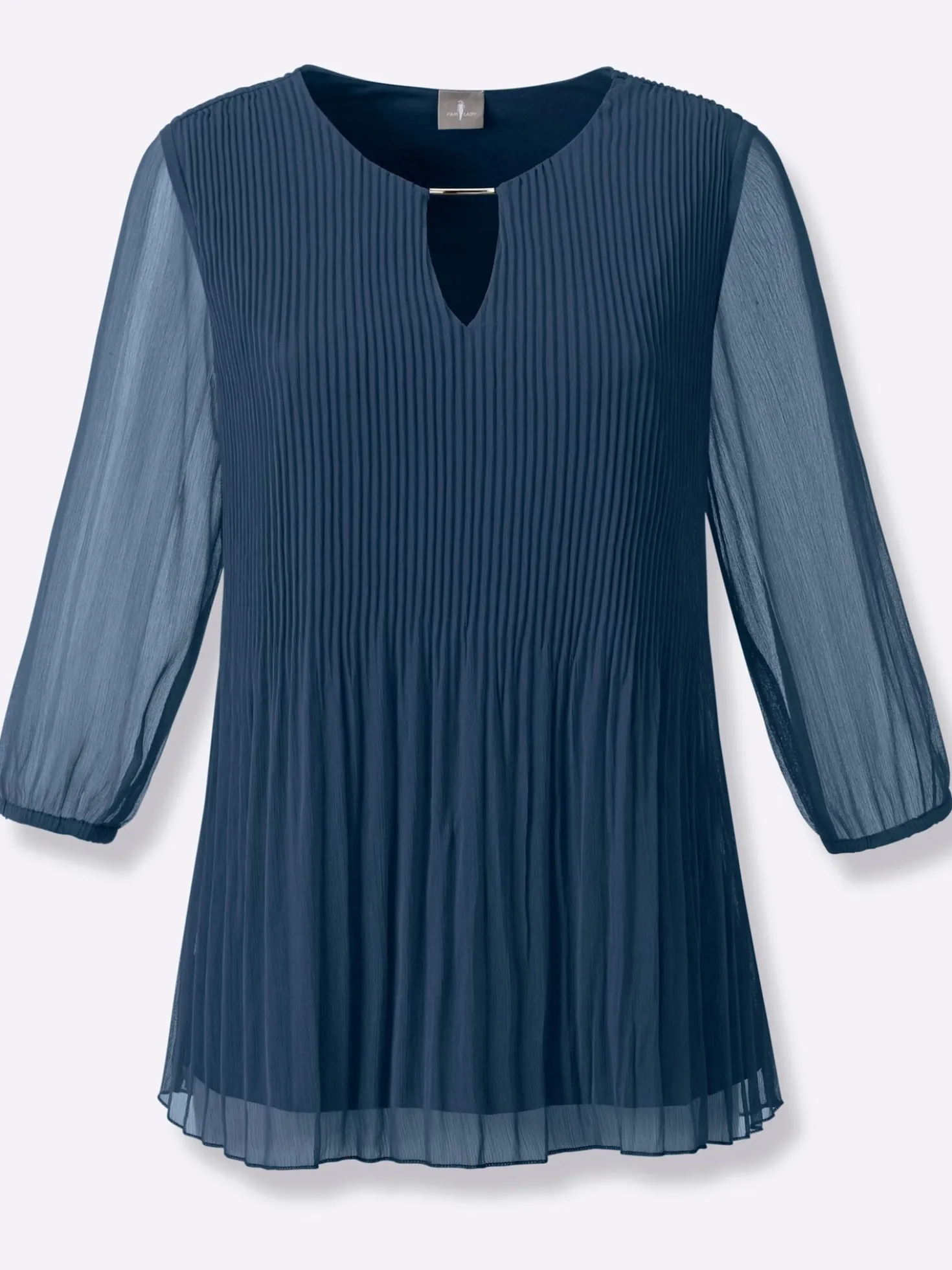 Longbluse mit Plissee-Falten