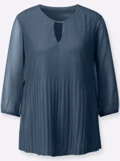 Longbluse mit Plissee-Falten