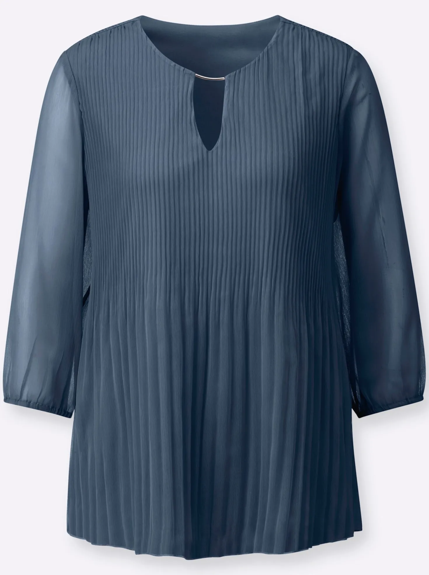 Longbluse mit Plissee-Falten