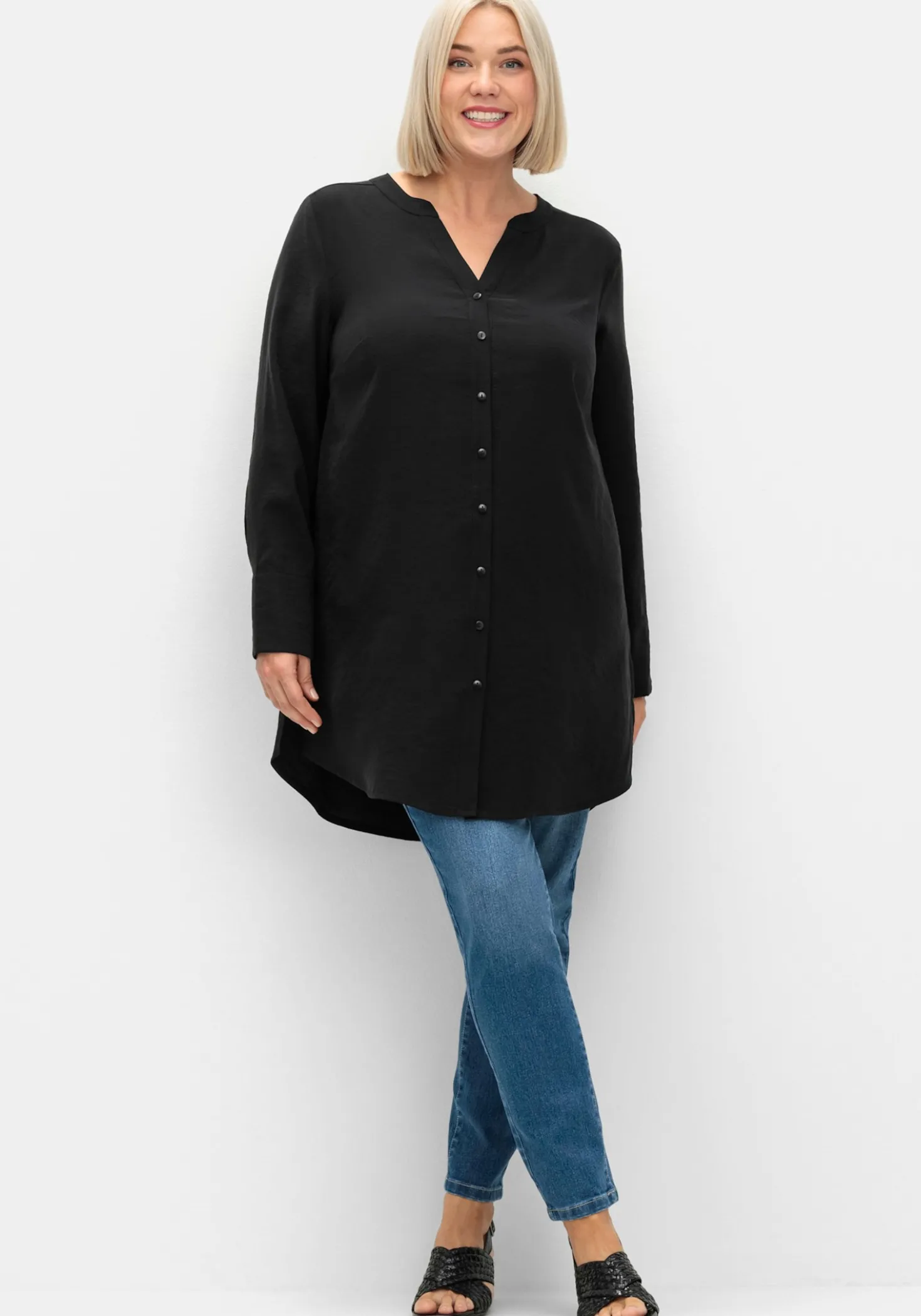 Longbluse mit Raffungen