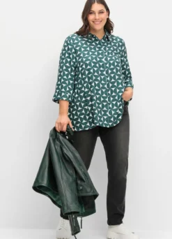 Longbluse mit verlängertem Rückteil