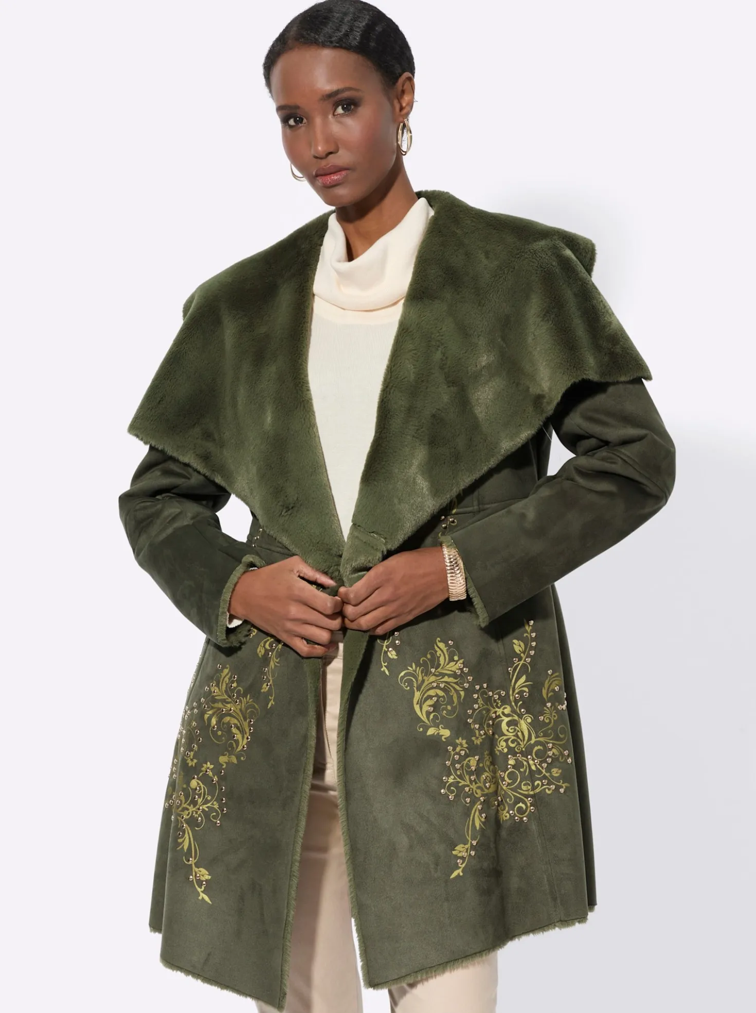 Longjacke im hochwertigen Material-Mix