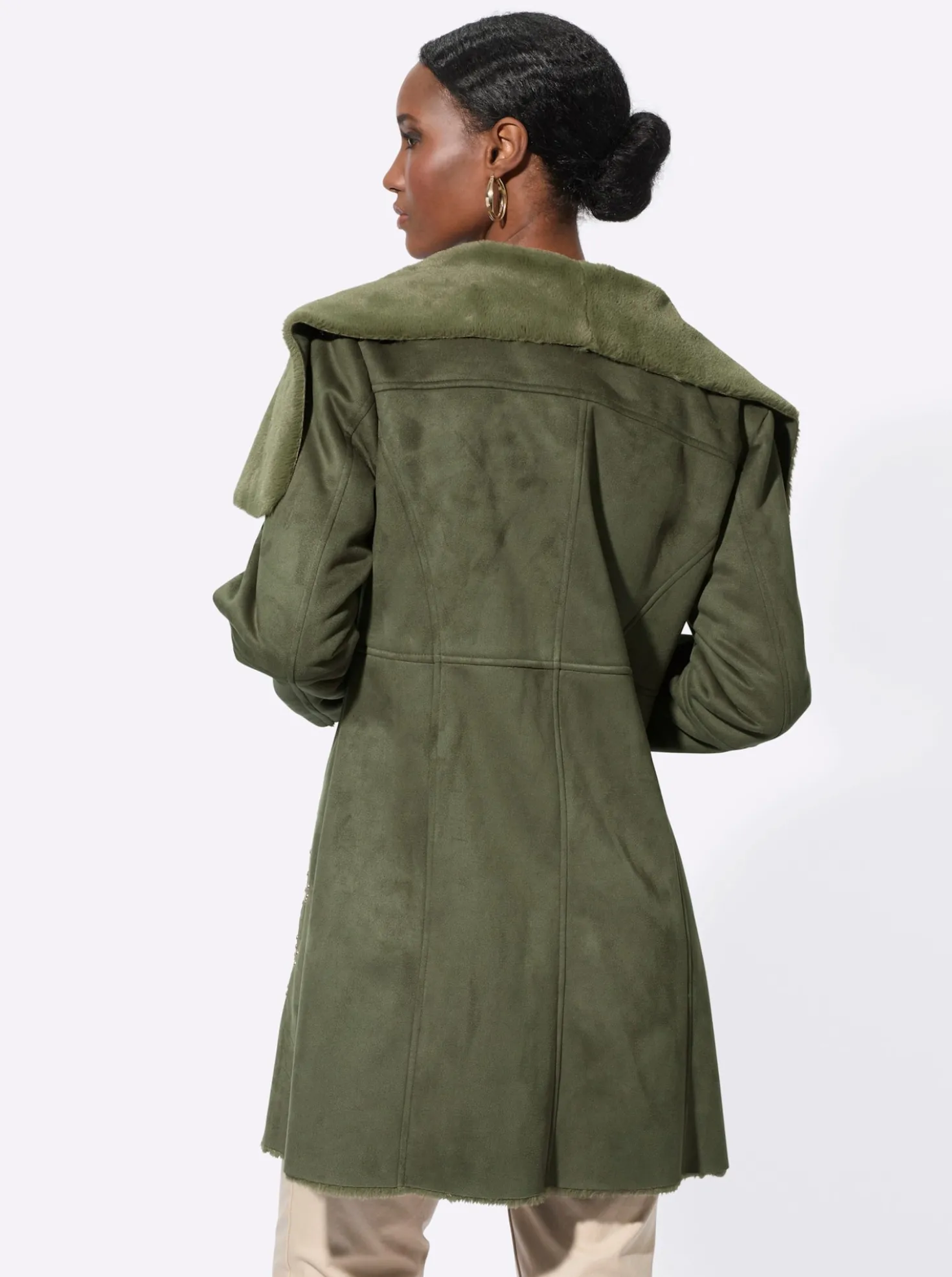 Longjacke im hochwertigen Material-Mix