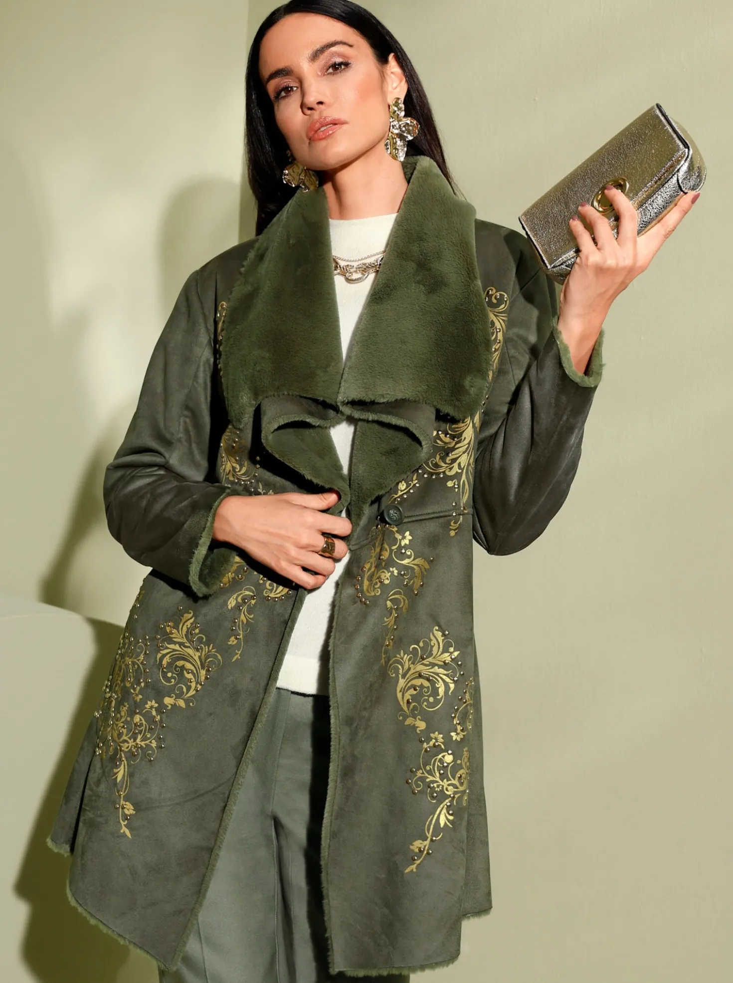 Longjacke im hochwertigen Material-Mix