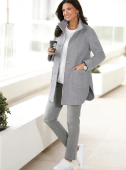 Longjacke in Woll-Optik