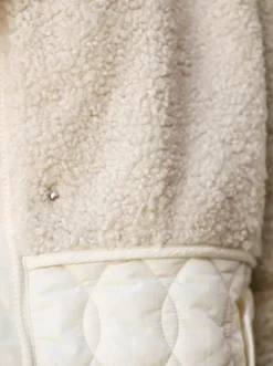 Longjacke Materialmix aus Teddy und Stepp