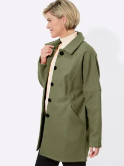 Longjacke mit Fledermausärmeln, Bouclé-Qualität