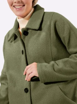 Longjacke mit Fledermausärmeln, Bouclé-Qualität