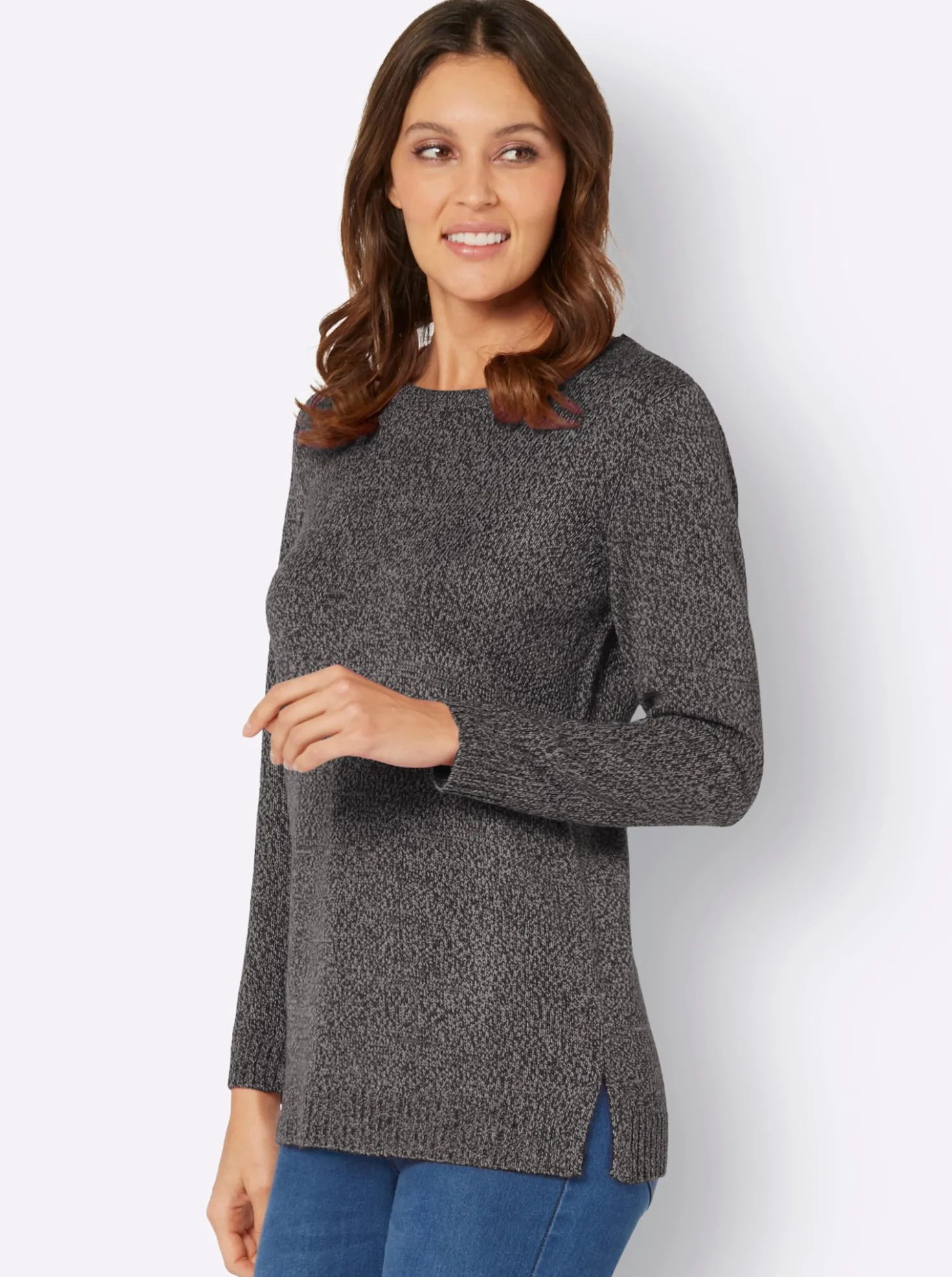 Longpullover aus Melange-Garn