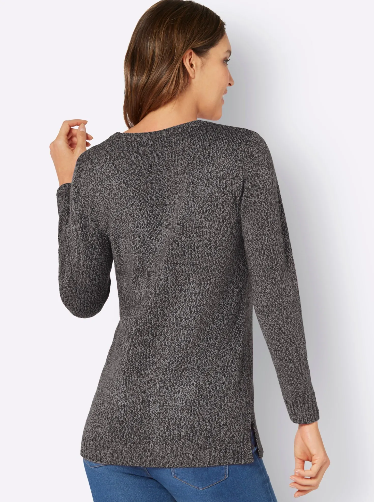 Longpullover aus Melange-Garn