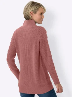 Longpullover im Strickmuster-Mix