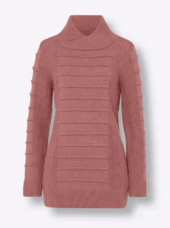 Longpullover im Strickmuster-Mix