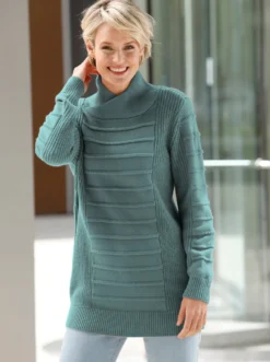 Longpullover im Strickmuster-Mix