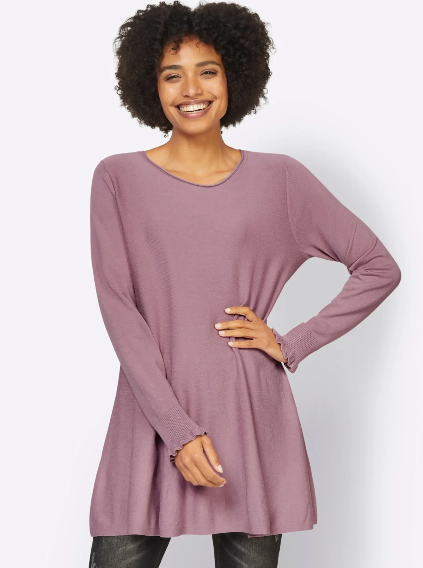 Longpullover in leicht ausgestellter Form