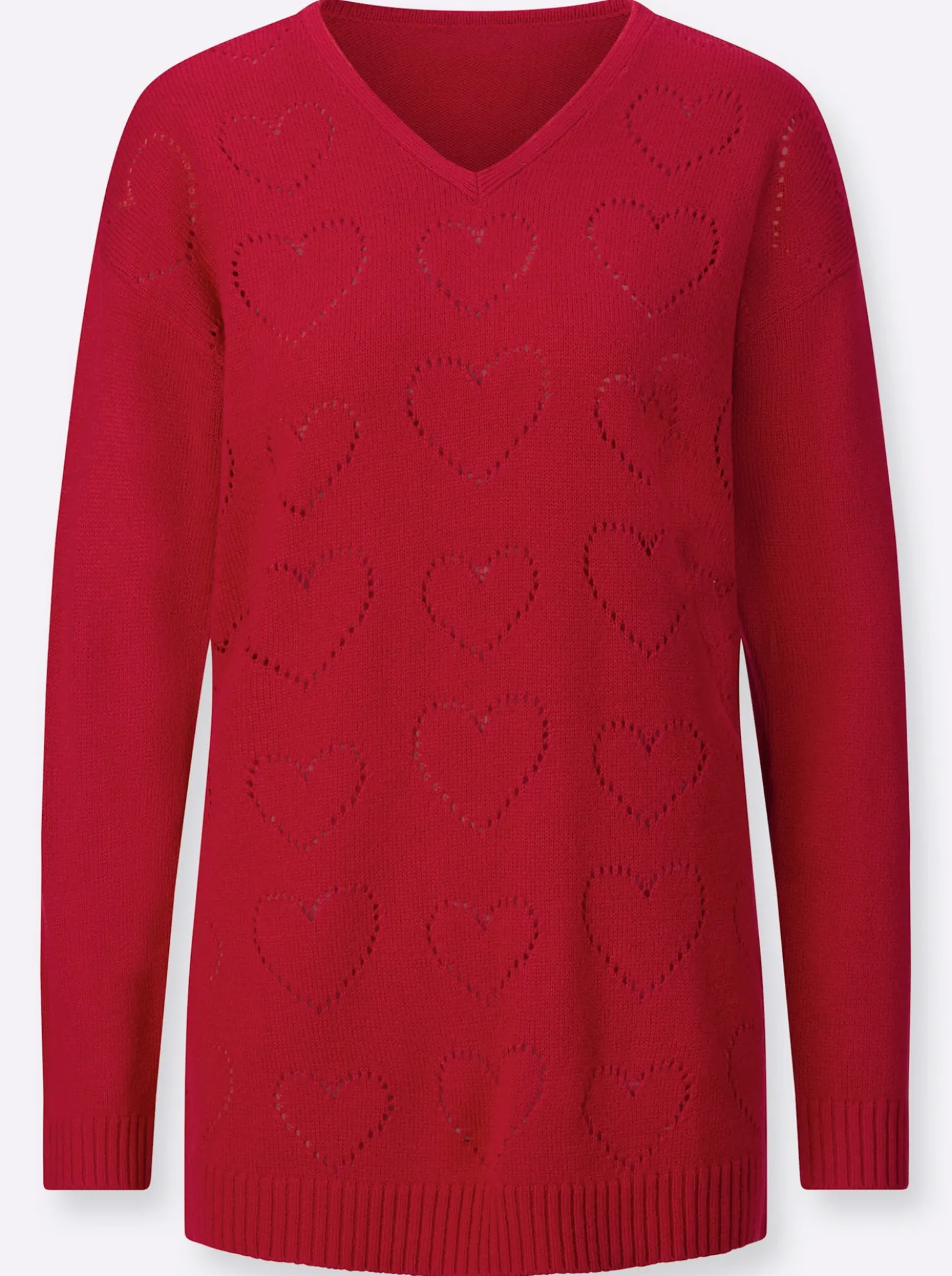 Longpullover mit Ajour-Herzchen