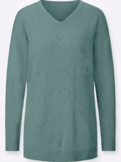 Longpullover mit Ajour-Herzchen