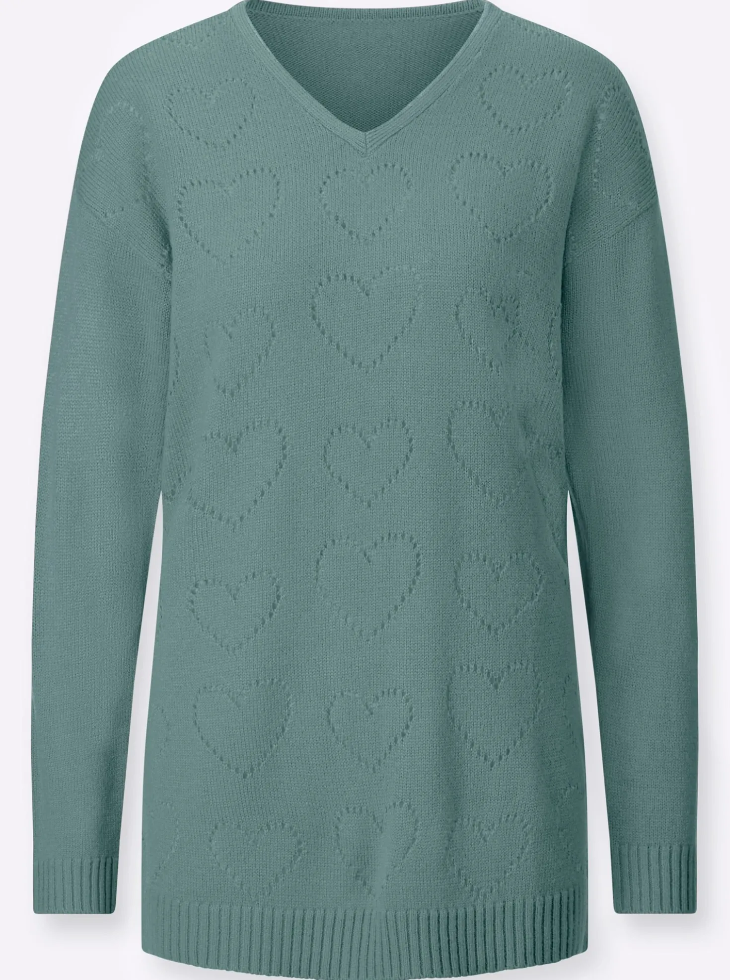 Longpullover mit Ajour-Herzchen