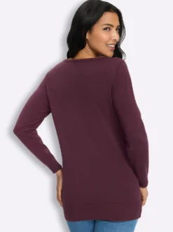 Longpullover mit Kontrast-Rollsaum