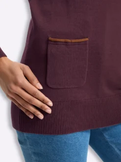 Longpullover mit Kontrast-Rollsaum