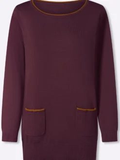 Longpullover mit Kontrast-Rollsaum