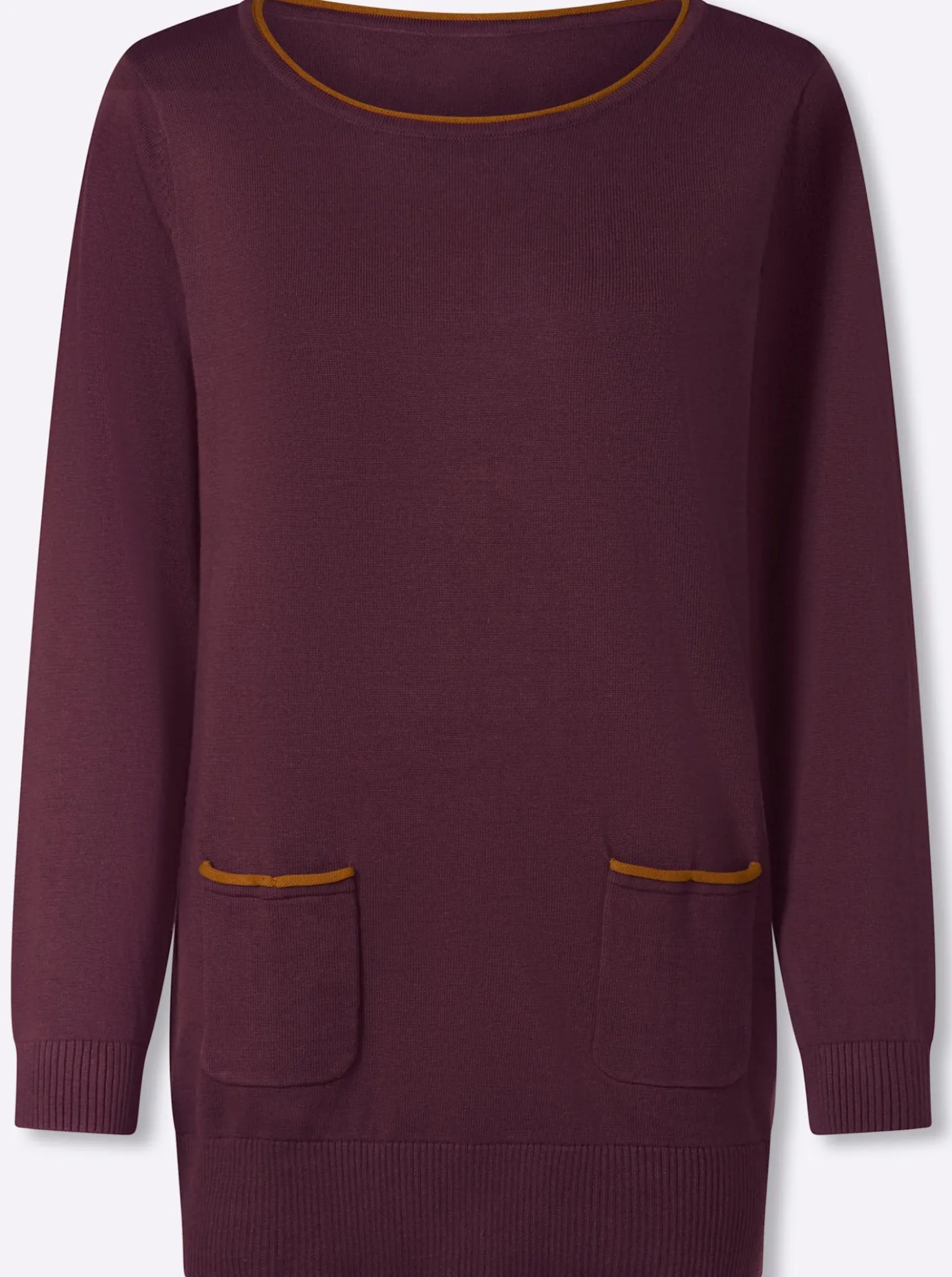 Longpullover mit Kontrast-Rollsaum