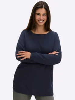 Longpullover mit Leinenanteil