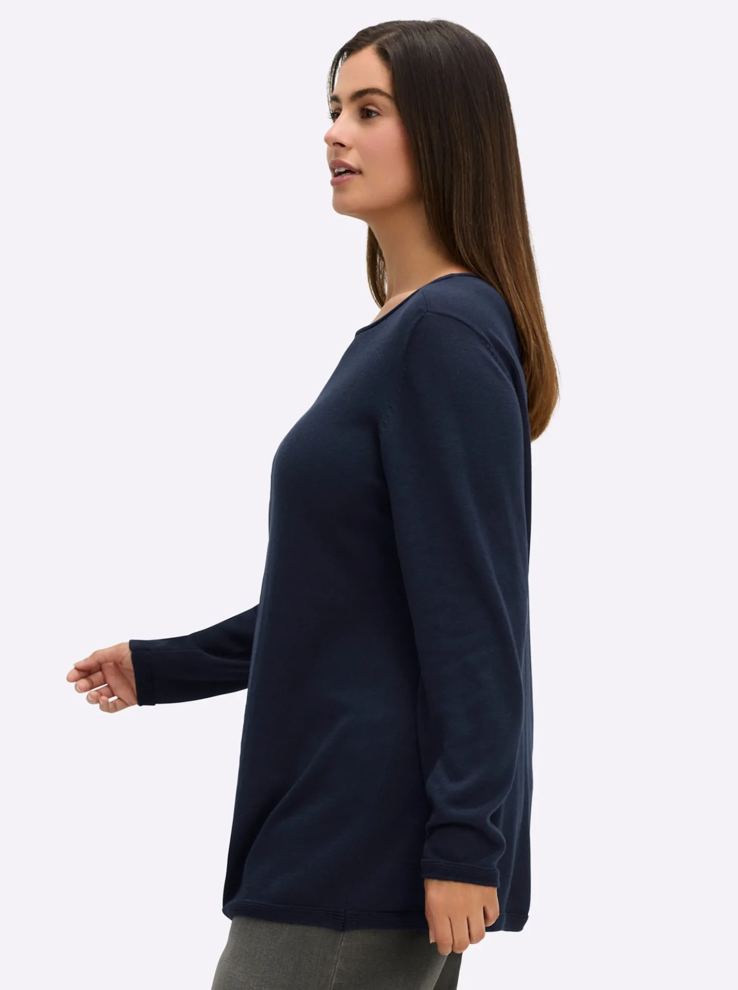 Longpullover mit Leinenanteil